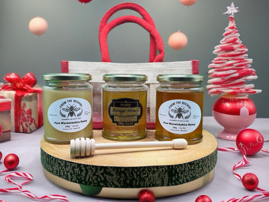 Pure Warwickshire Runny, Set and English Borage Honey 340g