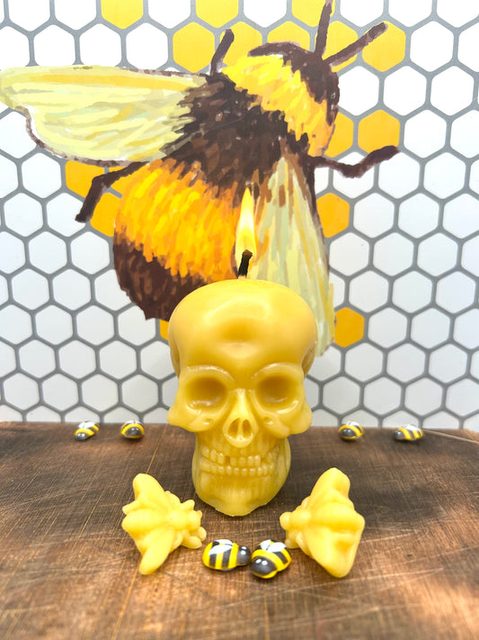 Beeswax Skull Candle