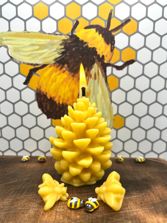 Beeswax Pine Cone Candle