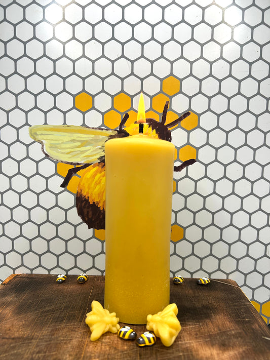 Large Beeswax Pillar Candle