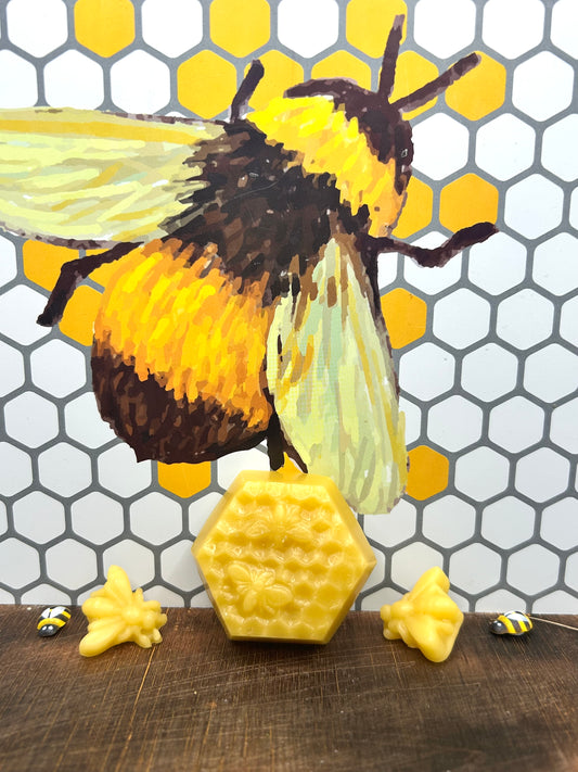 Bees On Comb Beeswax Block