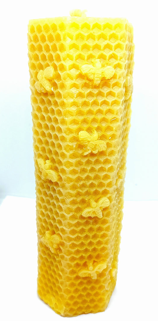 Beeswax Honeycomb Pattern Pillar Candle
